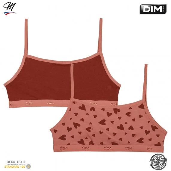 DIM GIRLS Set di 2 reggiseni in cotone elasticizzato per ragazze Les Pockets