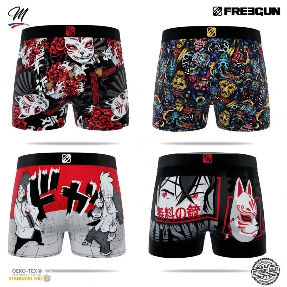 Set van 4 herenboxershorts van microvezel Japan Collection (Herenboxershorts) Freegun chez FrenchMarket