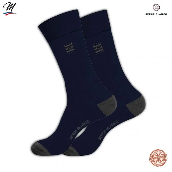 Lot de 3 paires de Chaussettes Homme en Coton "Rugby Rayures" (Chaussettes fantaisies) Serge Blanco chez FrenchMarket