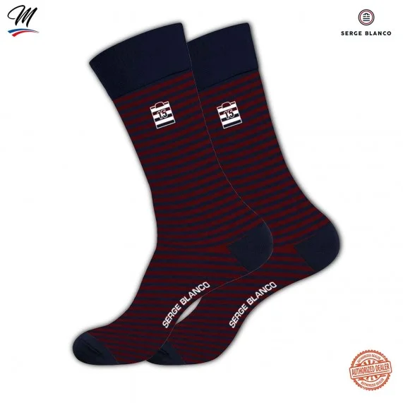 3 Paar Herrensocken aus Baumwolle "Rugby Streifen" (Fancy) Serge Blanco auf FrenchMarket