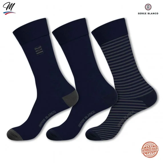 3 Paar Herrensocken aus Baumwolle "Rugby Streifen" (Fancy) Serge Blanco auf FrenchMarket