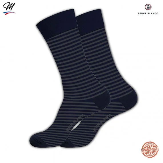 3 Paar Herrensocken aus Baumwolle "Rugby Streifen" (Fancy) Serge Blanco auf FrenchMarket