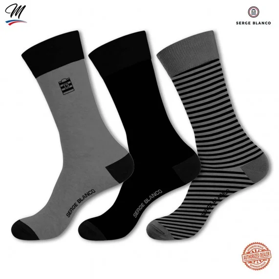 3 Paar Herrensocken aus Baumwolle "Rugby Streifen" (Fancy) Serge Blanco auf FrenchMarket