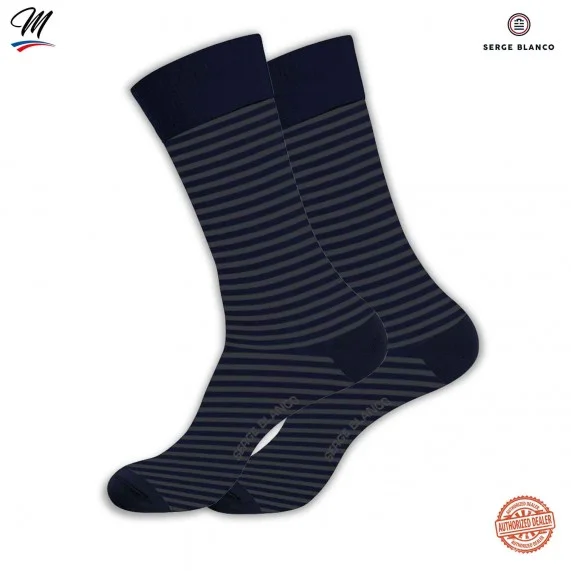 Lot de 3 paires de Chaussettes Homme en Coton "Rugby Rayures" (Chaussettes fantaisies) Serge Blanco chez FrenchMarket