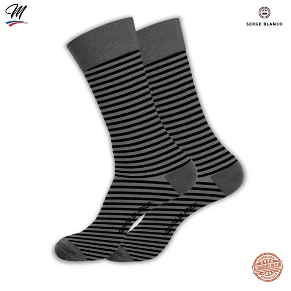 3 Paar Herrensocken aus Baumwolle "Rugby Streifen" (Fancy) Serge Blanco auf FrenchMarket