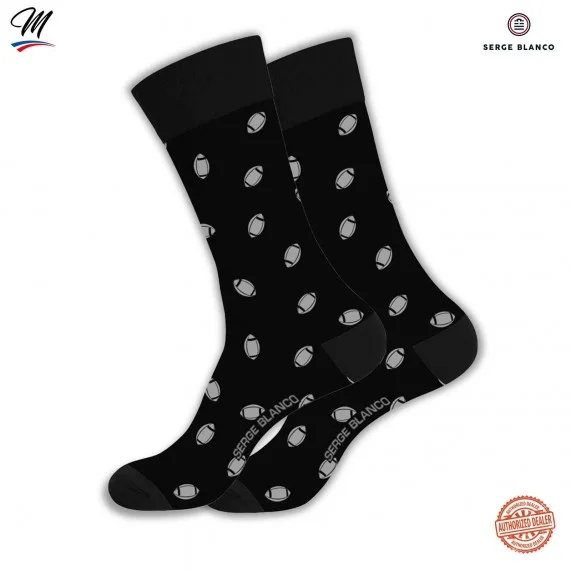 Lot de 3 paires de Chaussettes Homme en Coton "Rugby Rayures" (Chaussettes fantaisies) Serge Blanco chez FrenchMarket