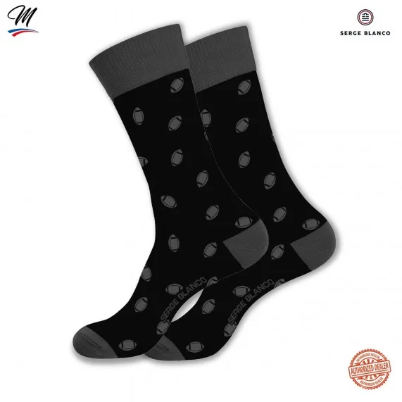 Lot de 3 paires de Chaussettes Homme en Coton "Rugby Rayures" (Chaussettes fantaisies) Serge Blanco chez FrenchMarket