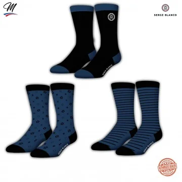 Lote de 3 pares de calcetines de algodón "Rugby 15" para hombre (Calcetines de fantasía) Serge Blanco chez FrenchMarket