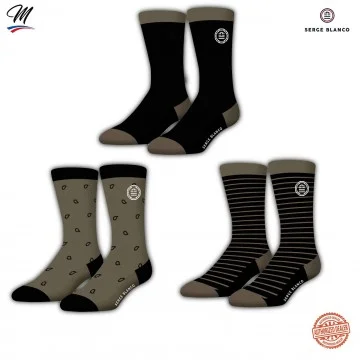 Set of 3 Pairs of Men's Cotton "Rugby 15" Socks (Fancy socks) Serge Blanco on FrenchMarket