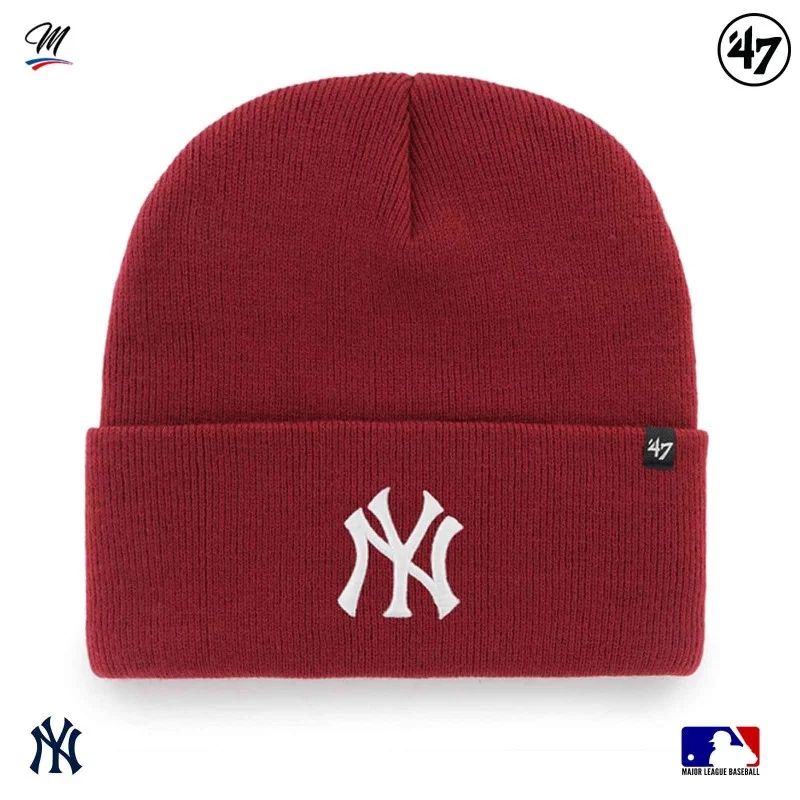 47 Brand Red Beanie MLB New York Yankees Haymaker Logo NY Baseball