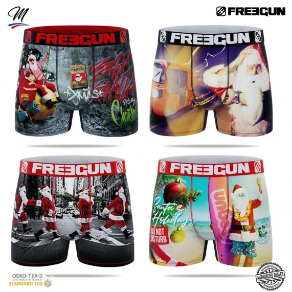 Set van 4 herenboxershorts Kerstcollectie (Herenboxershorts) Freegun chez FrenchMarket