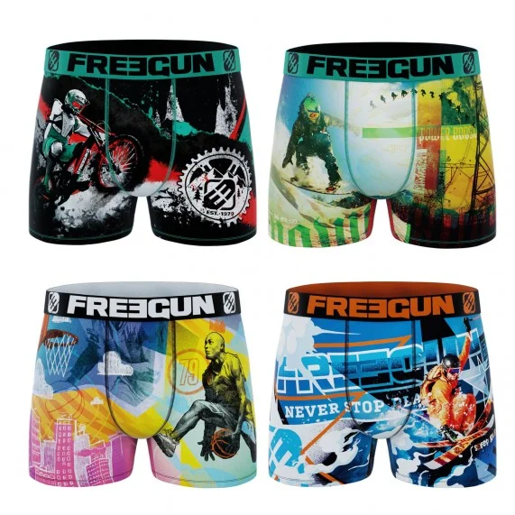 Lot de 4 Boxers Homme Premuim "X-Trem Sport Edition" (Lot boxers Homme) Freegun chez FrenchMarket