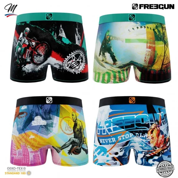 Lot de 4 Boxers Homme Premuim "X-Trem Sport Edition" (Lot boxers Homme) Freegun chez FrenchMarket