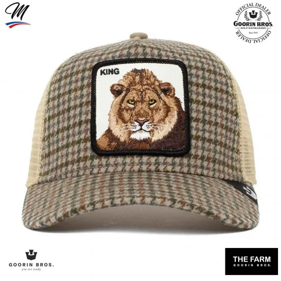 KING - Cappello Trucker a quadri con scritta Lion "Lodge King (Cappellino) Goorin Bros chez FrenchMarket