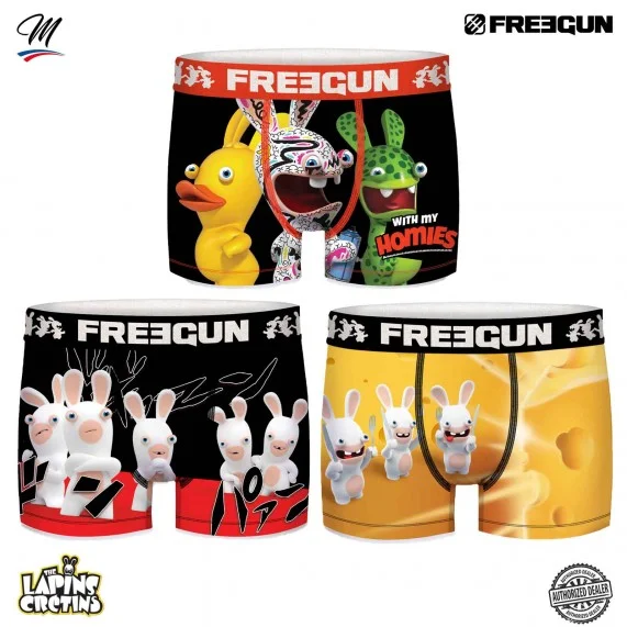 Juego de 3 calzoncillos Rabbids para hombre (Calzoncillos para hombre) Freegun chez FrenchMarket