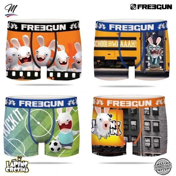 Lot de 4 Boxers Homme Lapins Crétins (Lot boxers Homme) Freegun chez FrenchMarket