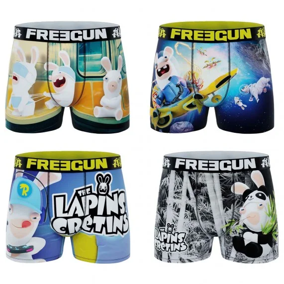 4er-Pack Herren Boxershorts Rabbids (Boxershorts für Männer) Freegun auf FrenchMarket