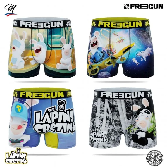 4er-Pack Herren Boxershorts Rabbids (Boxershorts für Männer) Freegun auf FrenchMarket