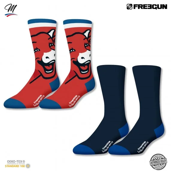 Lot de 2 paires de Chaussettes Homme "La Vache qui rit" (Chaussettes fantaisies) Freegun chez FrenchMarket