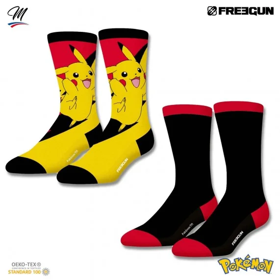 Lot de 2 paires de Chaussettes Homme "Pokemon" (Chaussettes fantaisies) Freegun chez FrenchMarket