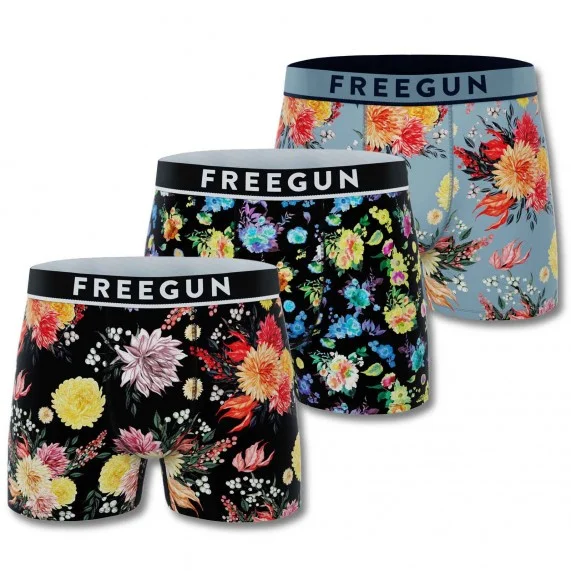 3er-Pack Boxershorts für Männer aus Baumwolle "Premium Signature Flowers" (Boxershorts für Männer) Freegun auf FrenchMarket