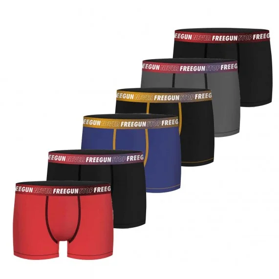 Set van 6 "B7 Color & Camou" Katoenen herenboxershorts (Herenboxershorts) Freegun chez FrenchMarket