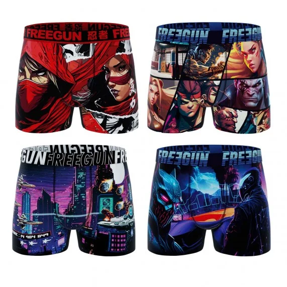 Set di 4 boxer "Manga Video Game" da uomo (Boxer da uomo) Freegun chez FrenchMarket