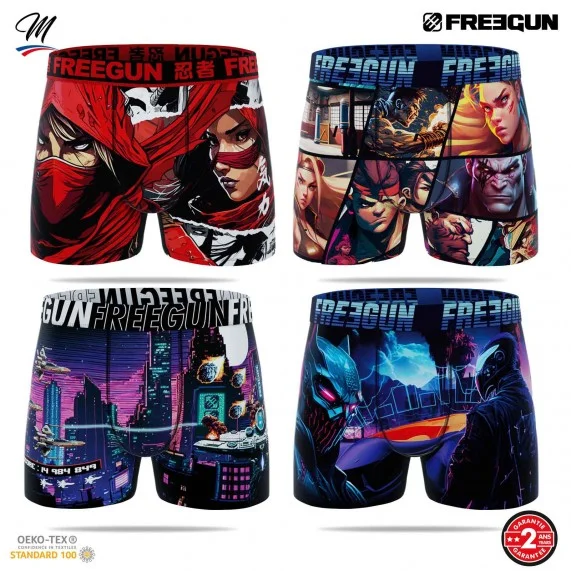 Lot de 4 Boxers Homme "Manga Video Game" (Lot boxers Homme) Freegun chez FrenchMarket