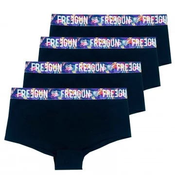 Lot de 4 Shorties Fille en Coton Bio (Boxers/Shorty) Freegun chez FrenchMarket