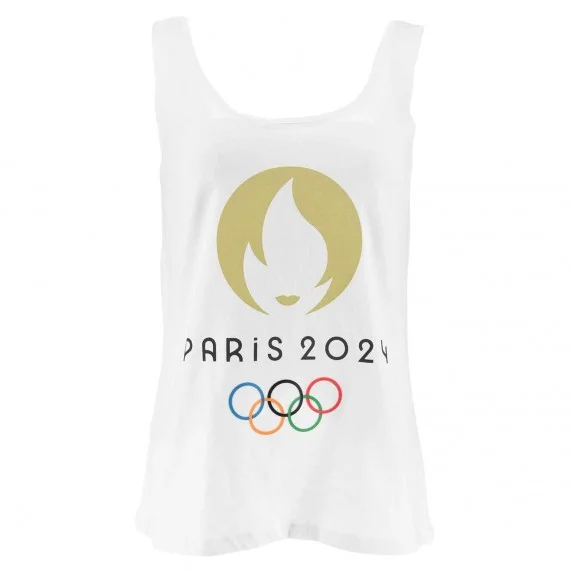 Débardeur Blanc Femme "JO Paris 2024" 100% Coton (Débardeur Femme) French Market chez FrenchMarket