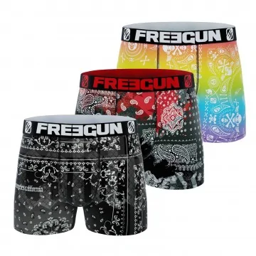 Set van 3 herenboxershorts in Microvezel Bandana Pack (Herenboxershorts) Freegun chez FrenchMarket