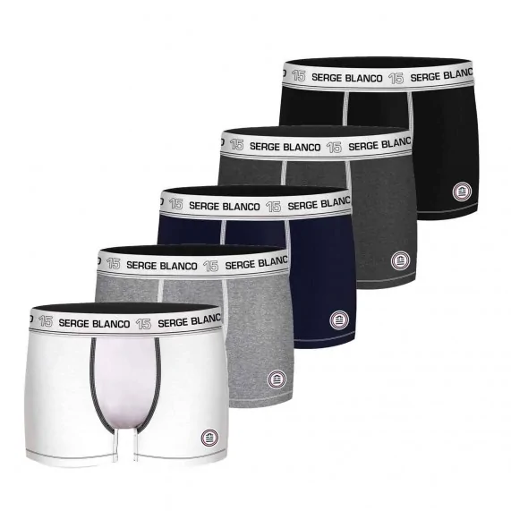 Set di 5 boxer da uomo in cotone (Boxer da uomo) Serge Blanco chez FrenchMarket