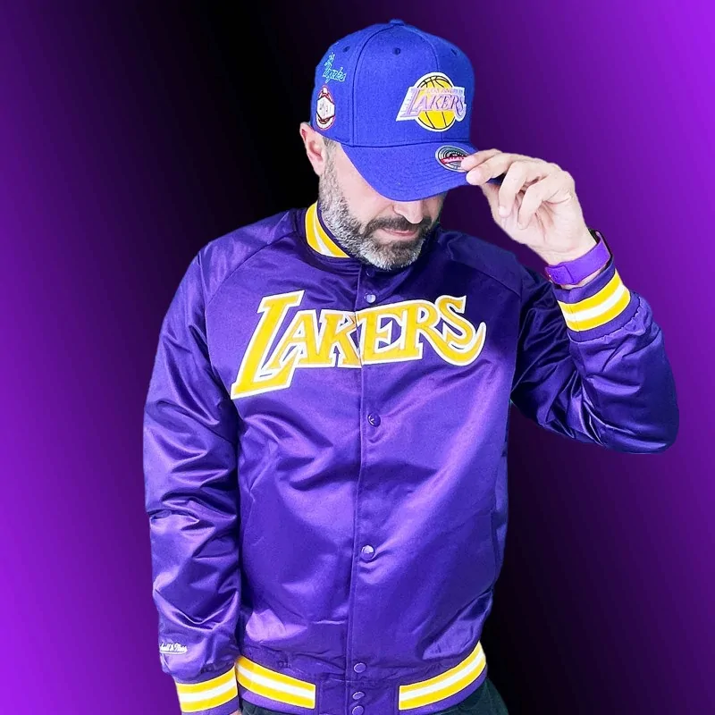 Mitchell Ness Satin NBA Lightweight Los Angeles Lakers Bomber Jacket