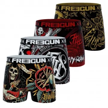 Lote de 4 calzoncillos Rock & Tattoo "HYRAW" para hombre (Calzoncillos para hombre) Freegun chez FrenchMarket