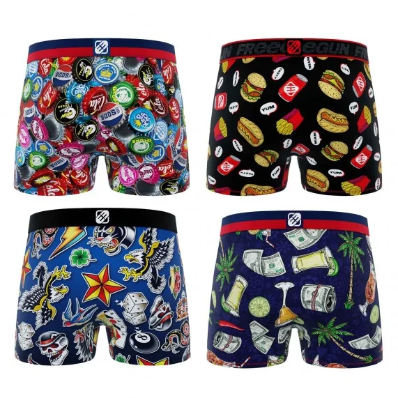 Set van 4 "Zomerkleur" jongensboxershorts (Jongensboxershort) Freegun chez FrenchMarket