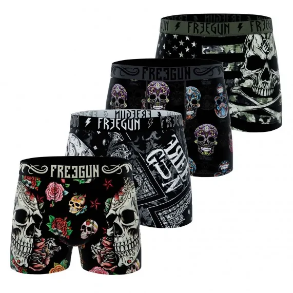 Juego de 4 calzoncillos Skull para hombre (Calzoncillos para hombre) Freegun chez FrenchMarket