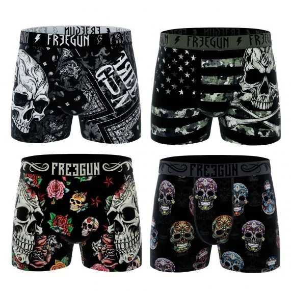 Juego de 4 calzoncillos Skull para hombre (Calzoncillos para hombre) Freegun chez FrenchMarket