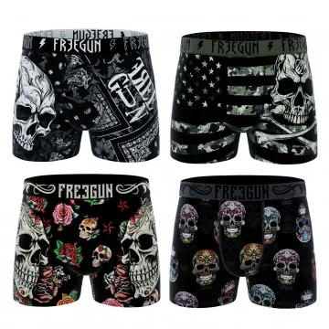 Lot de 4 Boxers Homme Skull Tête de Mort (Lot boxers Homme) Freegun chez FrenchMarket