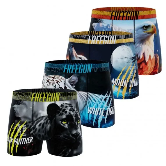 4er-Pack Herren-Boxershorts aus Mikrofaser "Wild Animals" (Boxershorts für Männer) Freegun auf FrenchMarket