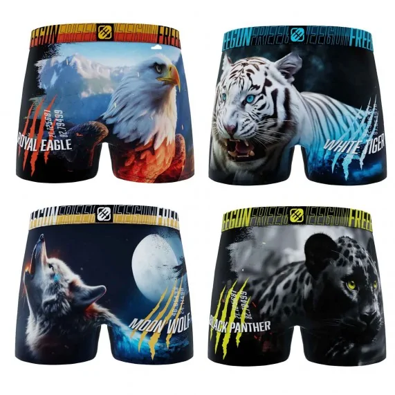 4er-Pack Herren-Boxershorts aus Mikrofaser "Wild Animals" (Boxershorts für Männer) Freegun auf FrenchMarket