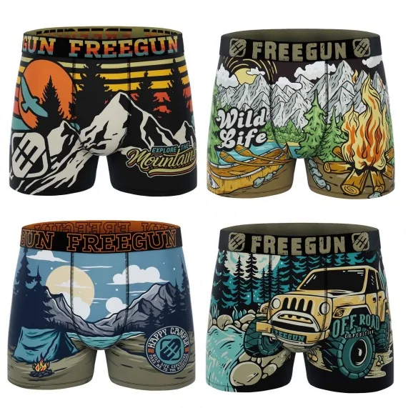 4er-Pack Boxershorts für Männer "Wild Life Pack" (Boxershorts für Männer) Freegun auf FrenchMarket