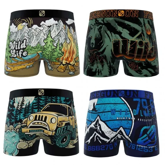 4er-Pack Boxershorts für Männer "Wild Life Pack" (Boxershorts für Männer) Freegun auf FrenchMarket