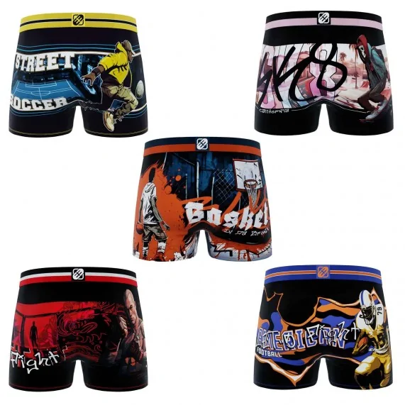 Set di 5 boxer "Street Sport" in microfibra per uomo (Boxer da uomo) Freegun chez FrenchMarket