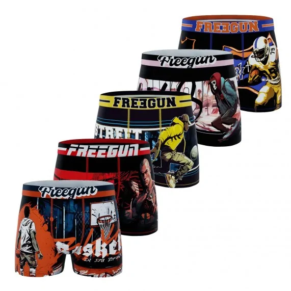 Set di 5 boxer "Street Sport" in microfibra per uomo (Boxer da uomo) Freegun chez FrenchMarket