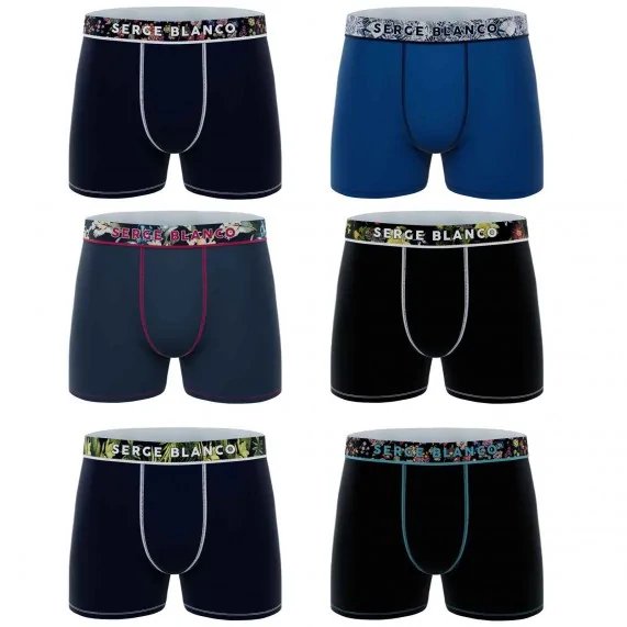 6er-Pack Herren-Boxershorts aus Baumwolle (Boxershorts für Männer) Serge Blanco auf FrenchMarket