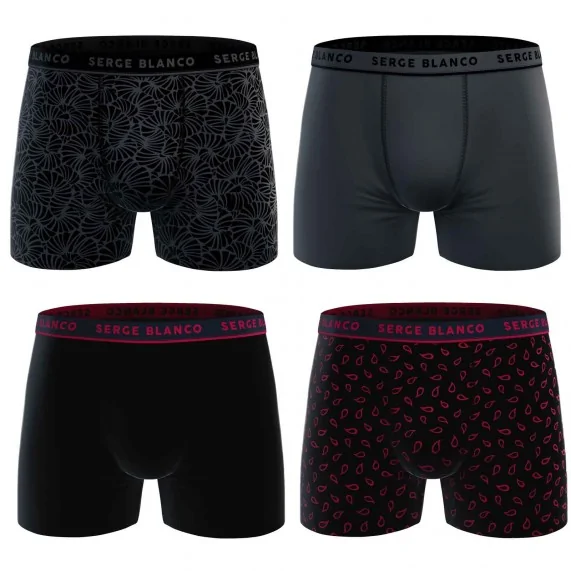 Set van 4 herenboxershorts van casual katoen (Herenboxershorts) Serge Blanco chez FrenchMarket