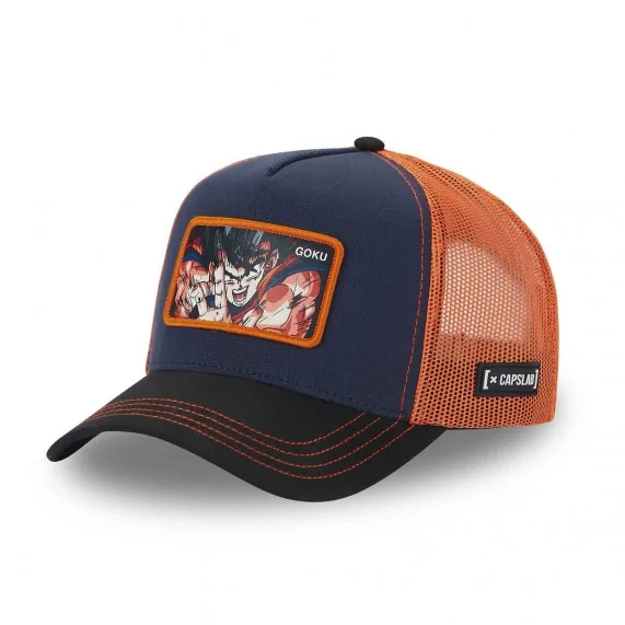 CAPSLAB Casquette Trucker Dragon Ball Z San Goku 3 Noir et Orange (Caps) Capslab chez FrenchMarket