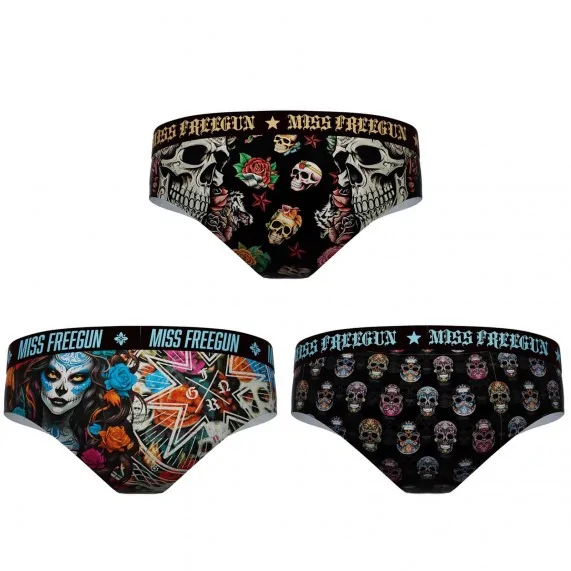 Lot de 3 Boxers Fille "Skull-Tattoo" (Boxers/Shorty) Freegun chez FrenchMarket