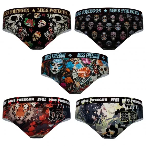 Confezione da 5 boxer da bambina "Animal-Skull (Boxer/Shorty) Freegun chez FrenchMarket