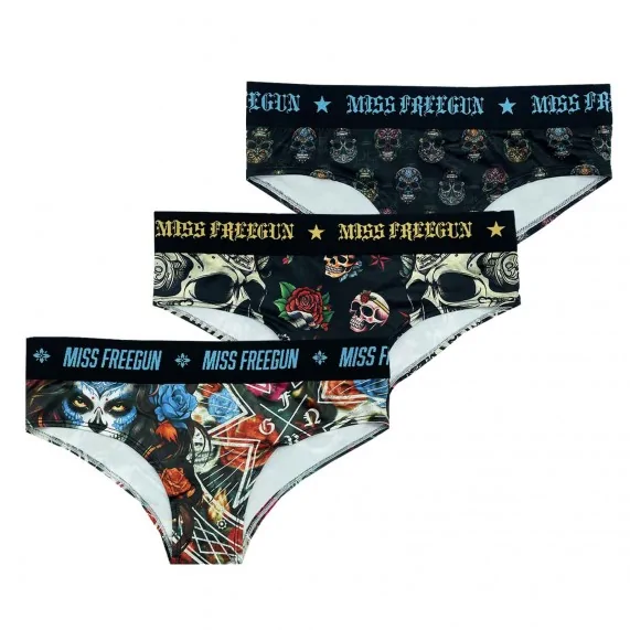 Set di 3 boxer da ragazza con tatuaggio a teschio (Boxer/Shorty) Freegun chez FrenchMarket